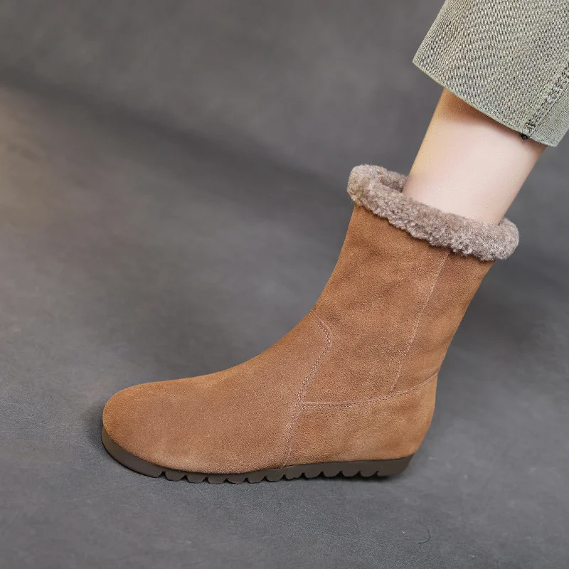 Yyvonne Snow Boots Women's New Short Barrel Krainian Winter Flat Bottom Anti-Slip Thick Velvet Sleeve High Cotton Shoes