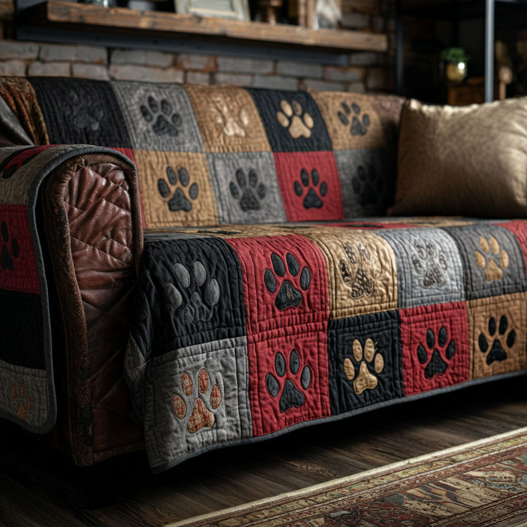 Bear Tracks Quilted Sofa Cover NCU0QN078