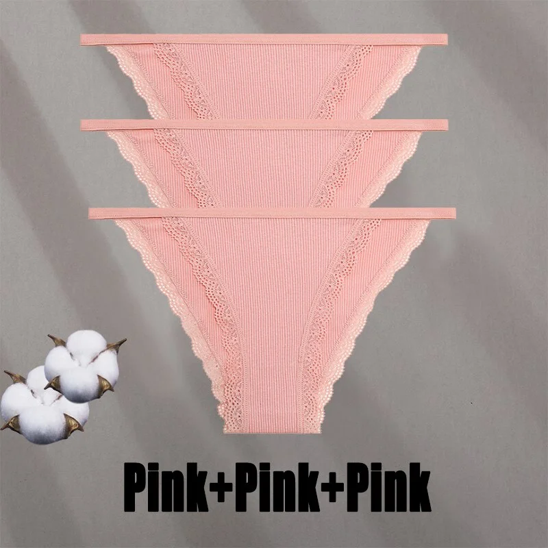 Billionm Women Sexy Lace Panties Cotton Breathable Underwear G-String Intimates Lingerie Female Solid Color Soft Underpants
