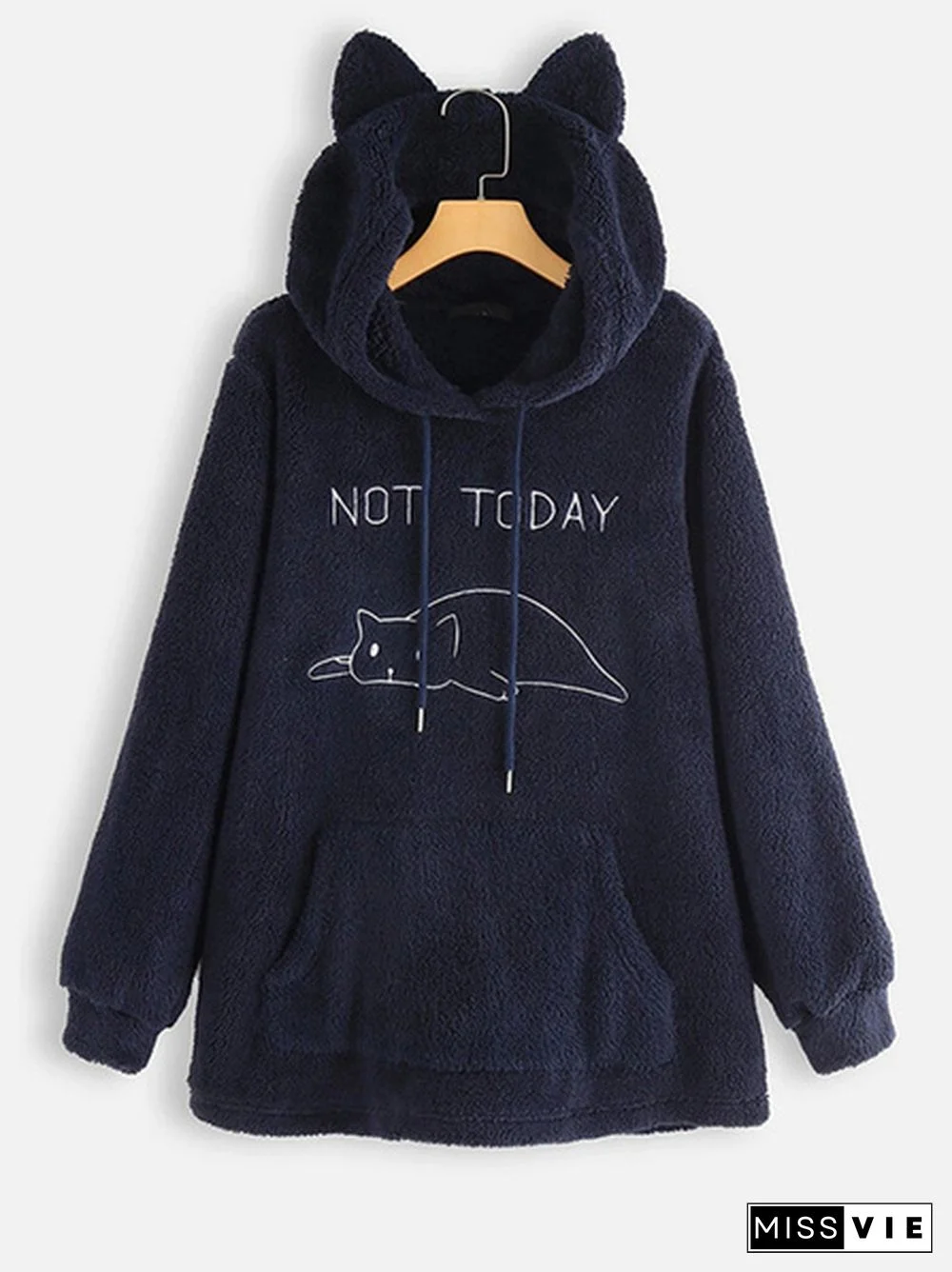 Plus Size Double-Sided Plush Long-Sleeve Hoodie