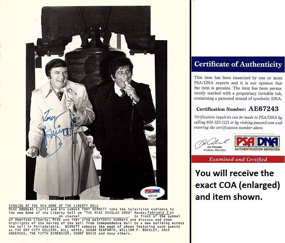 Tony Bennett Signed Autographed Mike Douglas Show 8x10 inch Photo Poster painting + PSA/DNA COA