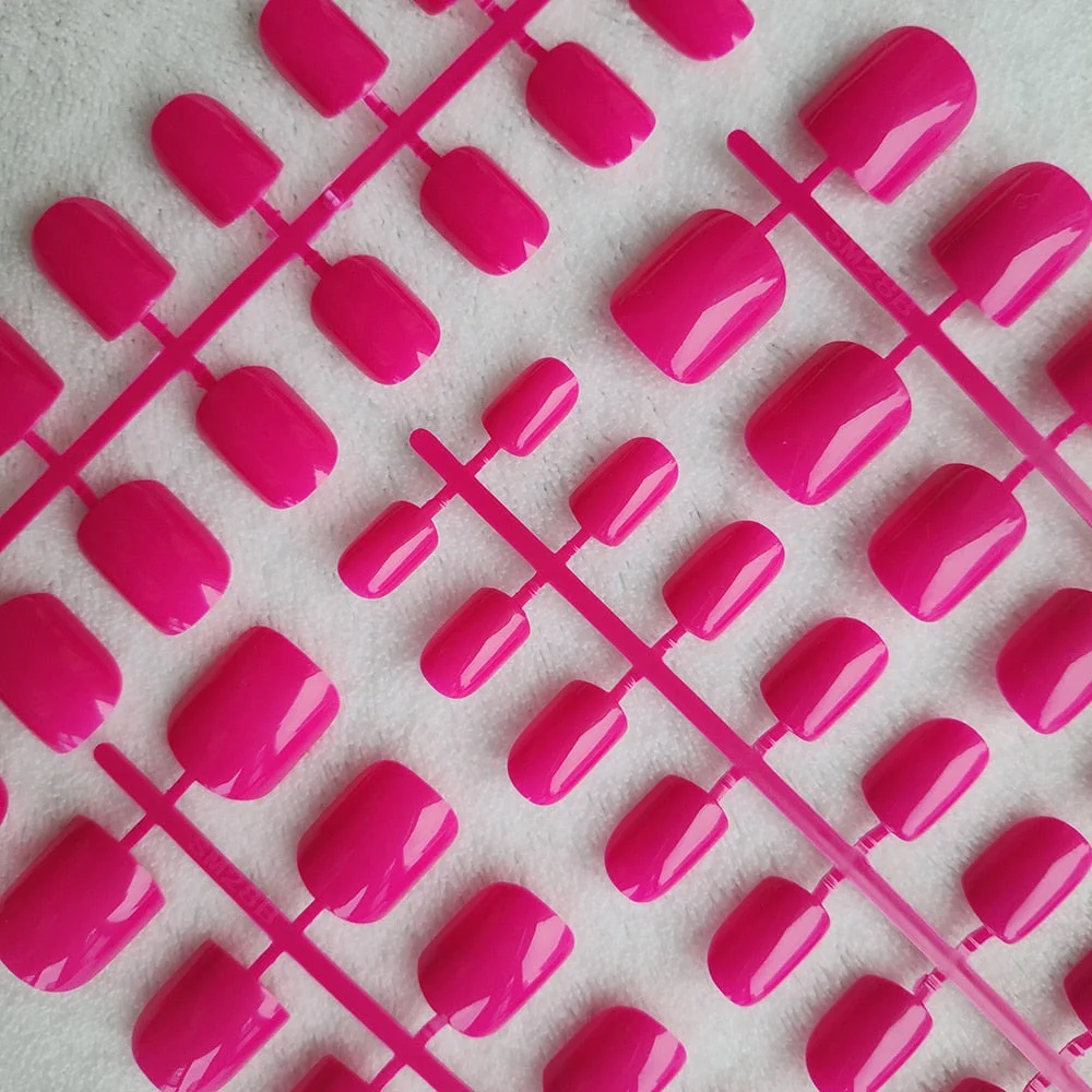 4 Sets/lot Mixed Colors False Nail Tips Short Full Cover Square Fake Nails Comfortable Multicolor Press On Nails Nail DIY-Nail Inspo