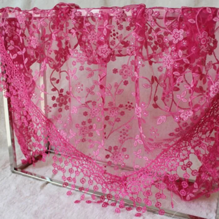 CUHAKCI Female Wraps Women Lace Triangle Scarf Silk Flower Girls Tassel Casual Shawls and Scarves 18 Colors