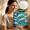 (25x25cm)DIY Dolphin Framed Handmade Pearl Painting Art Craft Kit Living Home Decor