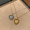 Retro Palace Style Brushed Heart Necklace Niche High-End Design Light Luxury Diamond Inlaid Exquisite Temperament Female Clavicle Necklace