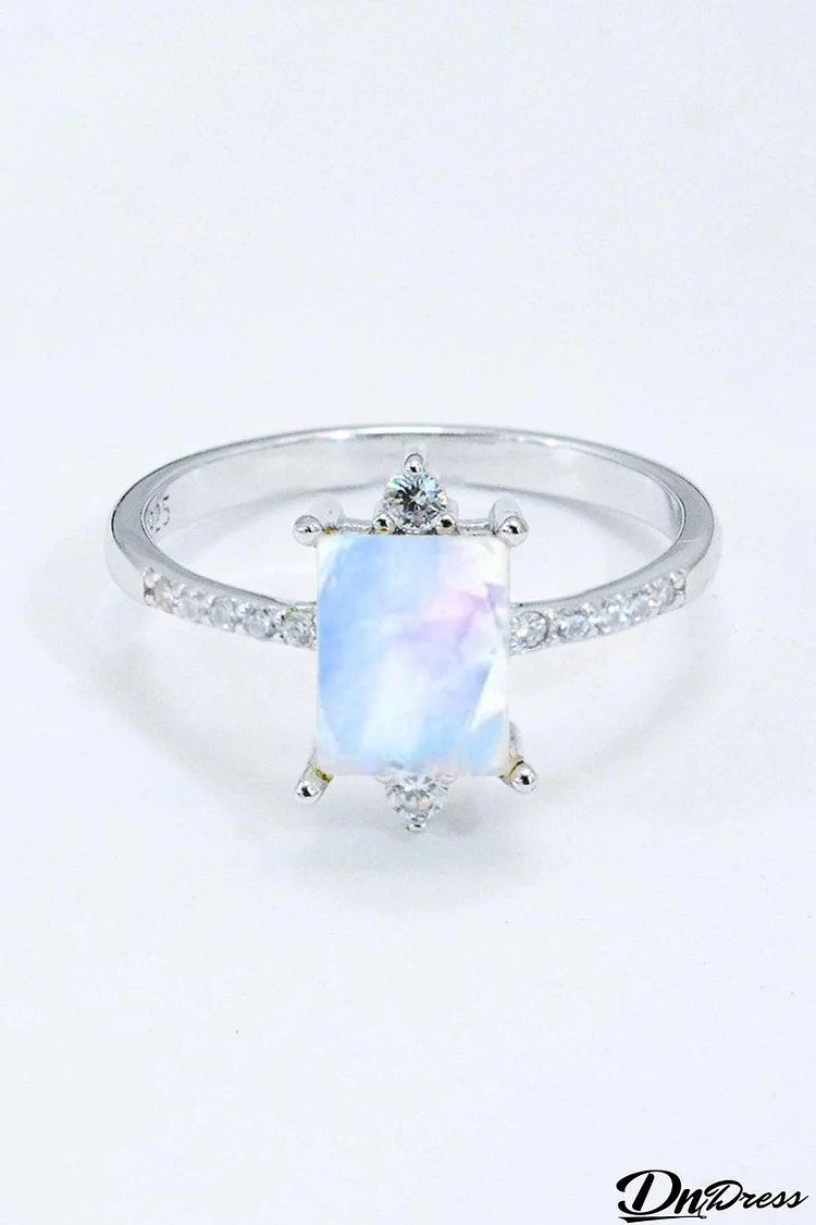 925 Sterling Silver Square Moonstone Ring