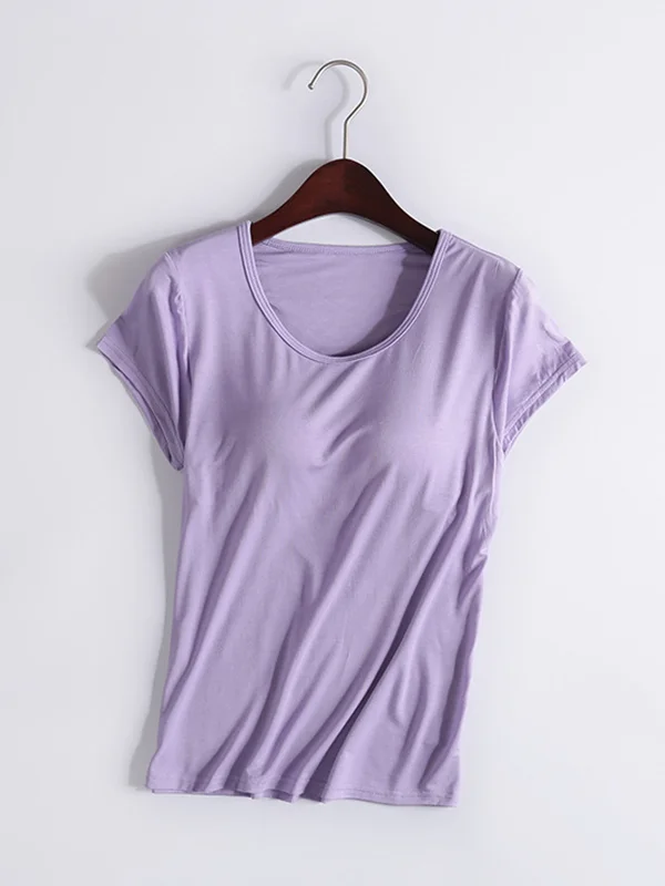 Modal Solid Color Short Sleeve Yoga Casual T-Shirts