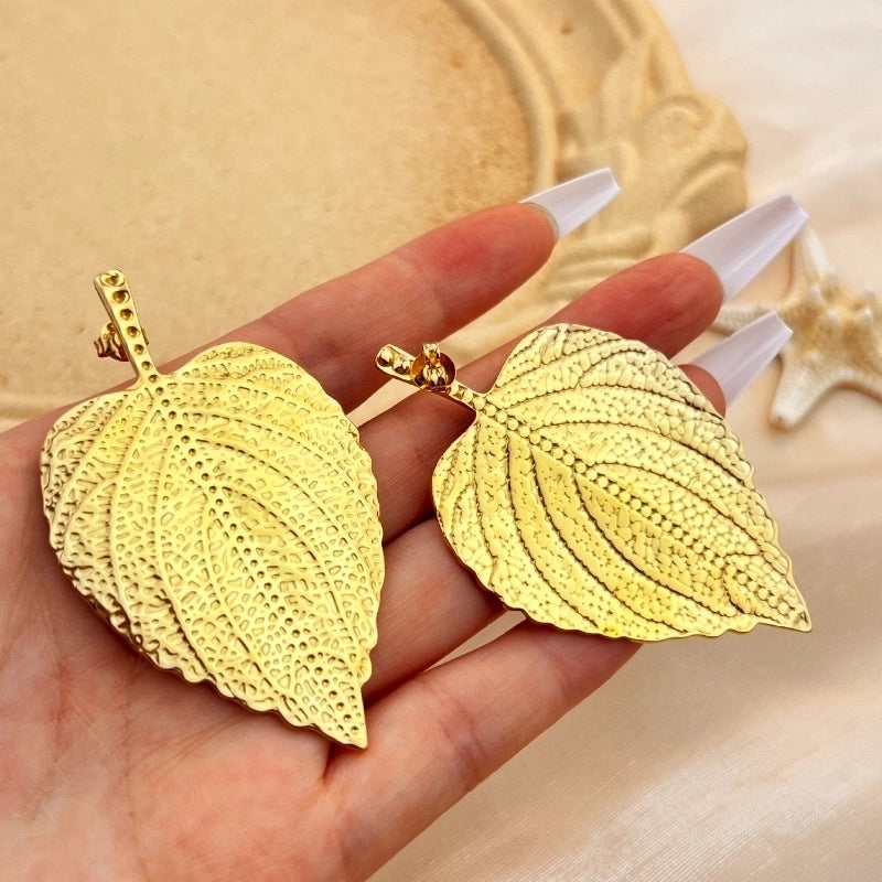 1 Pair Minimalist Classic Style Maple Leaf Plating 304 Stainless Steel 18K Gold Plated Ear Studs