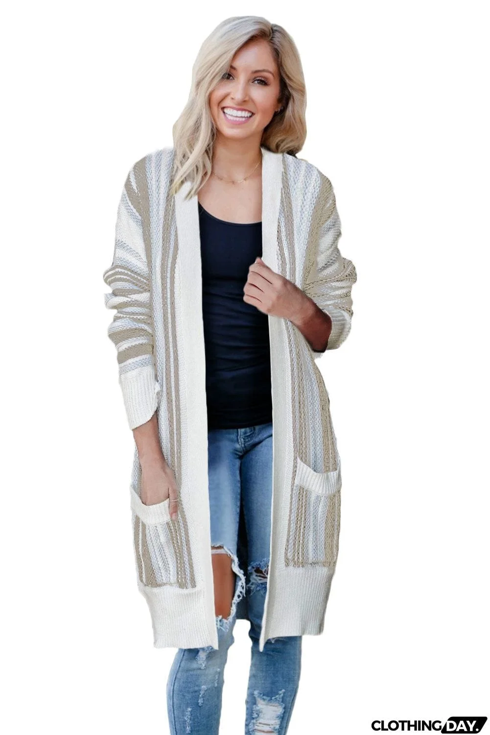 Pocketed Cotton Blend Cardigan