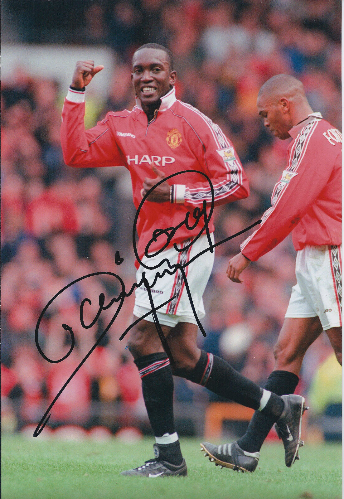 Dwight YORKE Quinton FORTUNE Dual SIGNED Autograph 12x8 Photo Poster painting AFTAL COA Man Utd