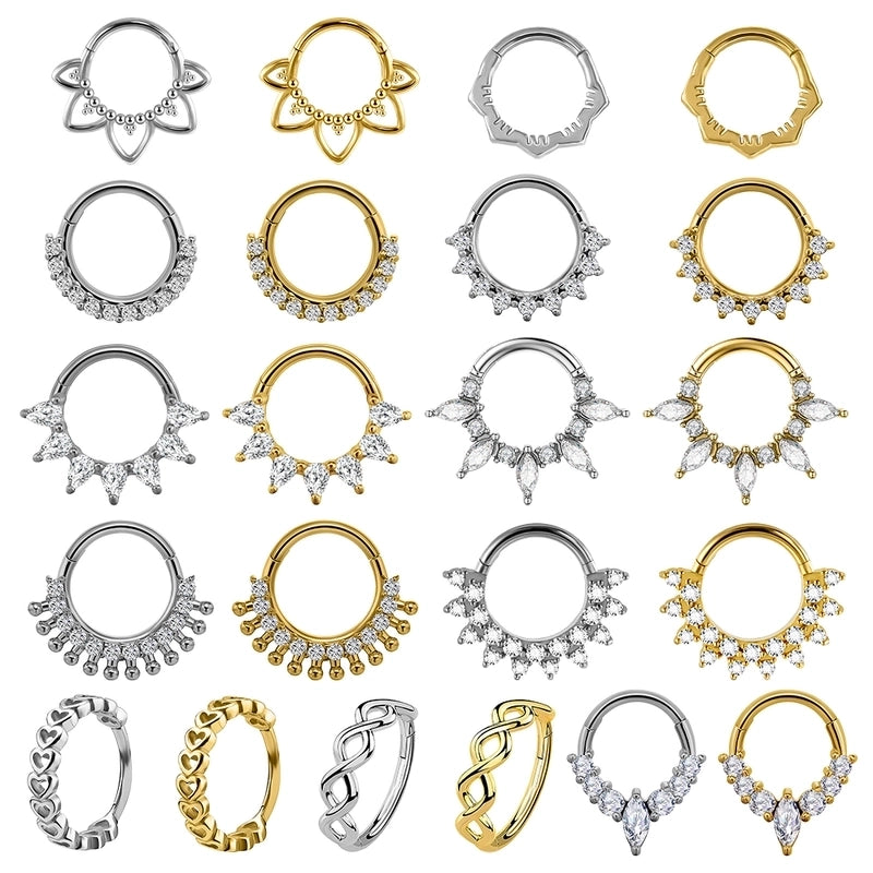 1 Piece Nose Rings & Studs Casual Elegant Vacation Geometric 304 Stainless Steel Inlay Zircon 18K Gold Plated Earrings Nose Ring