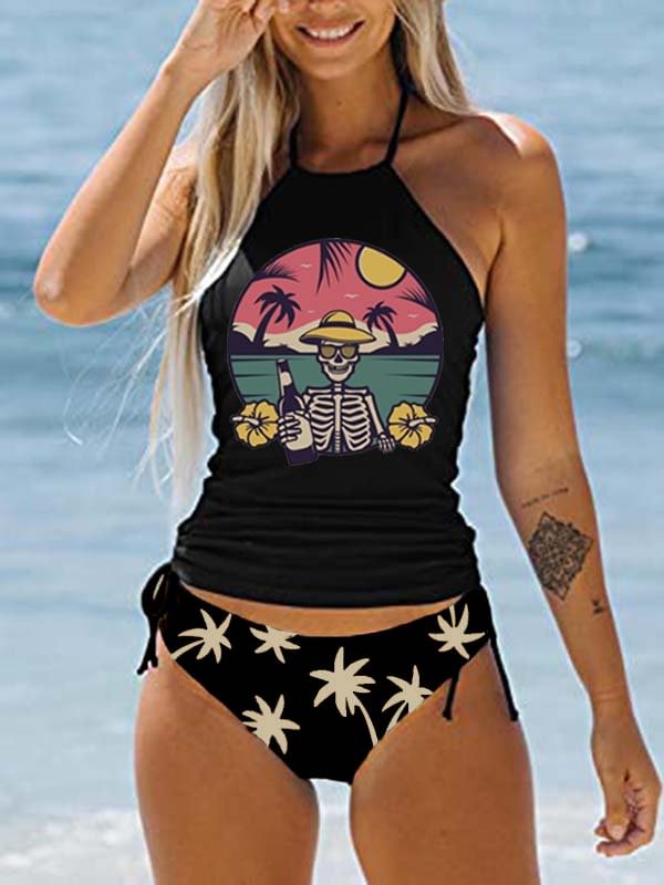 Tropical Plants Print Tankini Sets