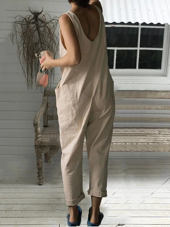 Double Pockets Work Jumpsuit-Mayoulove