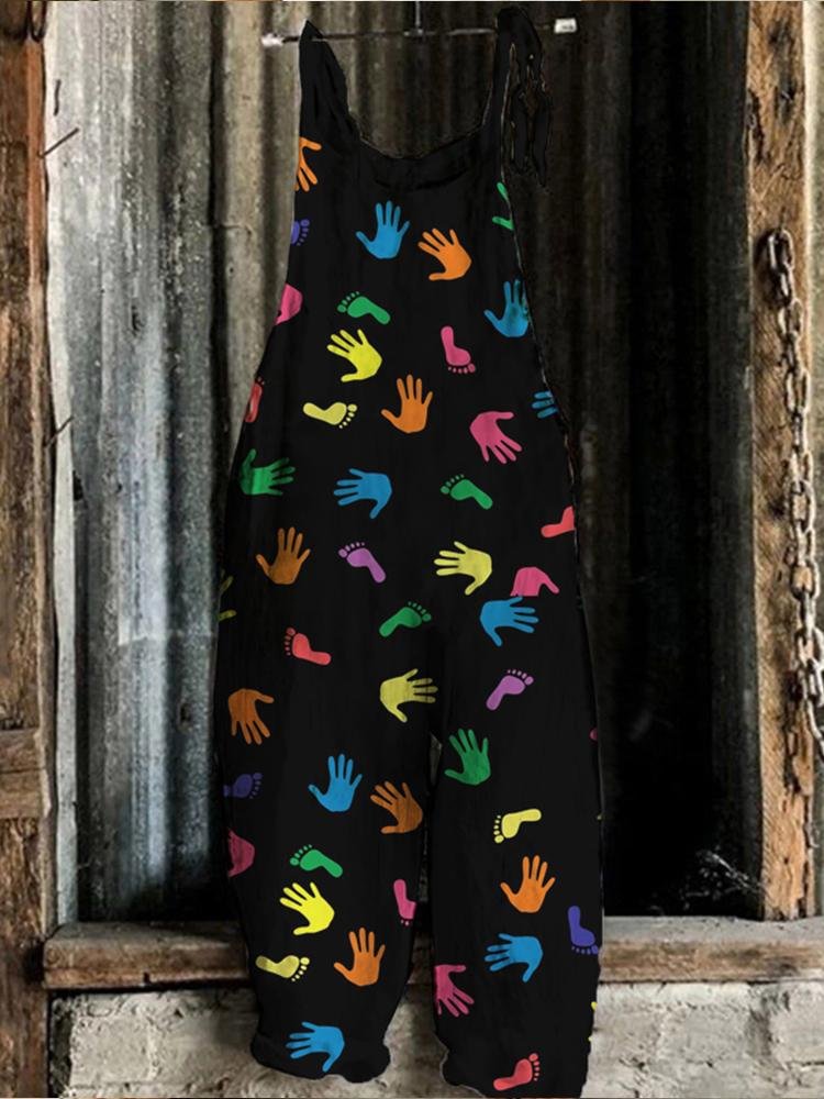 Women's Fashionable New Colourful Palm Print Jumpsuit