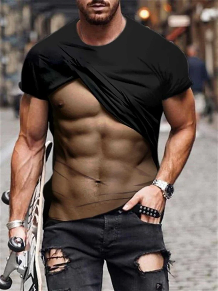Men's Fashion Funny Muscular Men T-Shirt 3D Printing T-Shirt