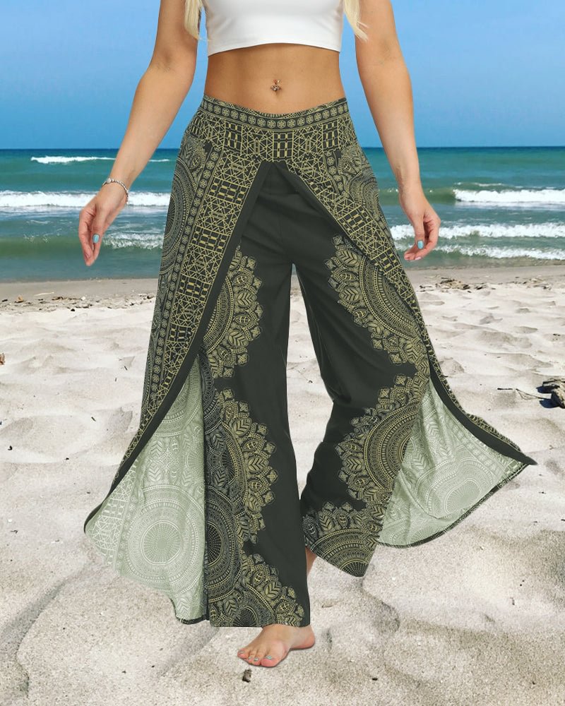 Bohemian Printed Wide Leg Yoga Pants