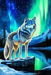Luxury AB Velvet Diamond Painting Kit - Aurora Wolf