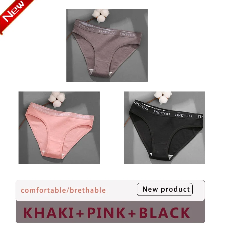 3PCS/Set Cotton Underwear For Woman Sexy Letter Panties Underpants Female M-XL Briefs Intimates Lingerie 6 Solid Color Pantys