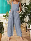 Loose Solid Color Wide Leg Jumpsuits