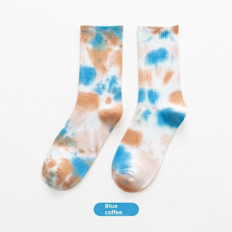 Tie-dyed Mid-tube Cotton Socks Street Trendy Socks Socks Women’s Gradient Fashion Sports Personality Tide