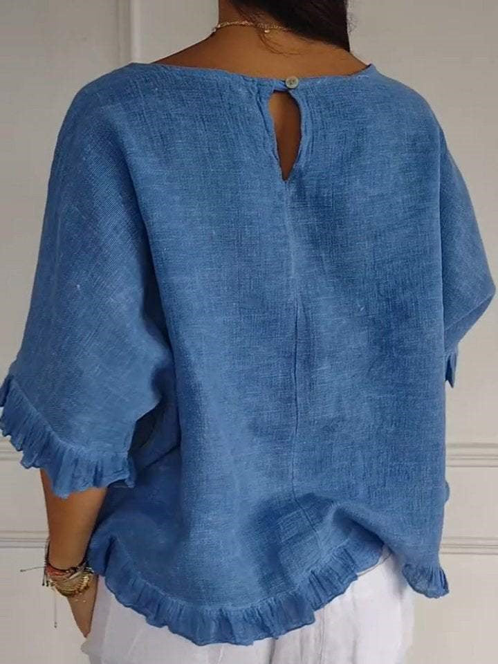 Women's Half Sleeve Scoop Neck Solid Tops