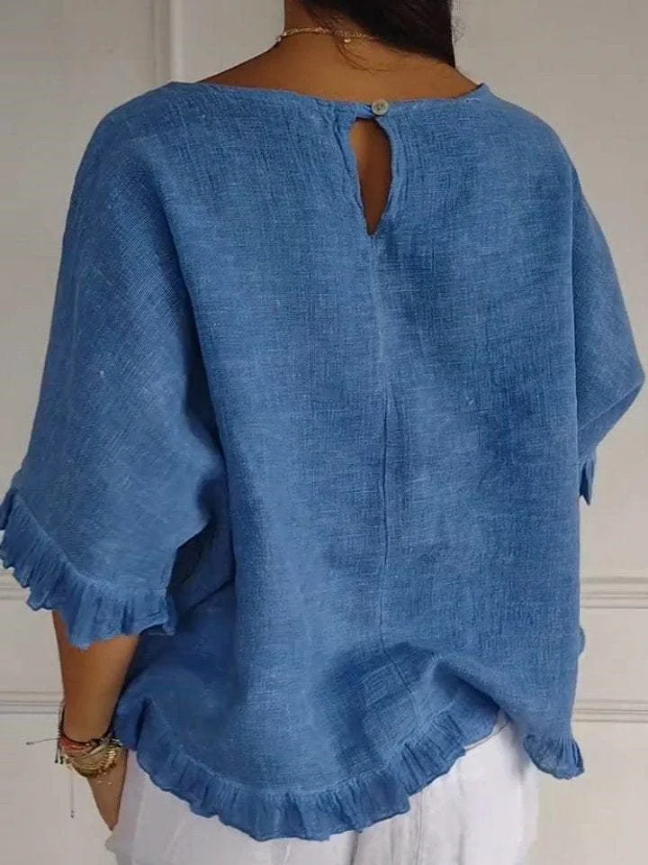 Women's Half Sleeve Scoop Neck Solid Tops