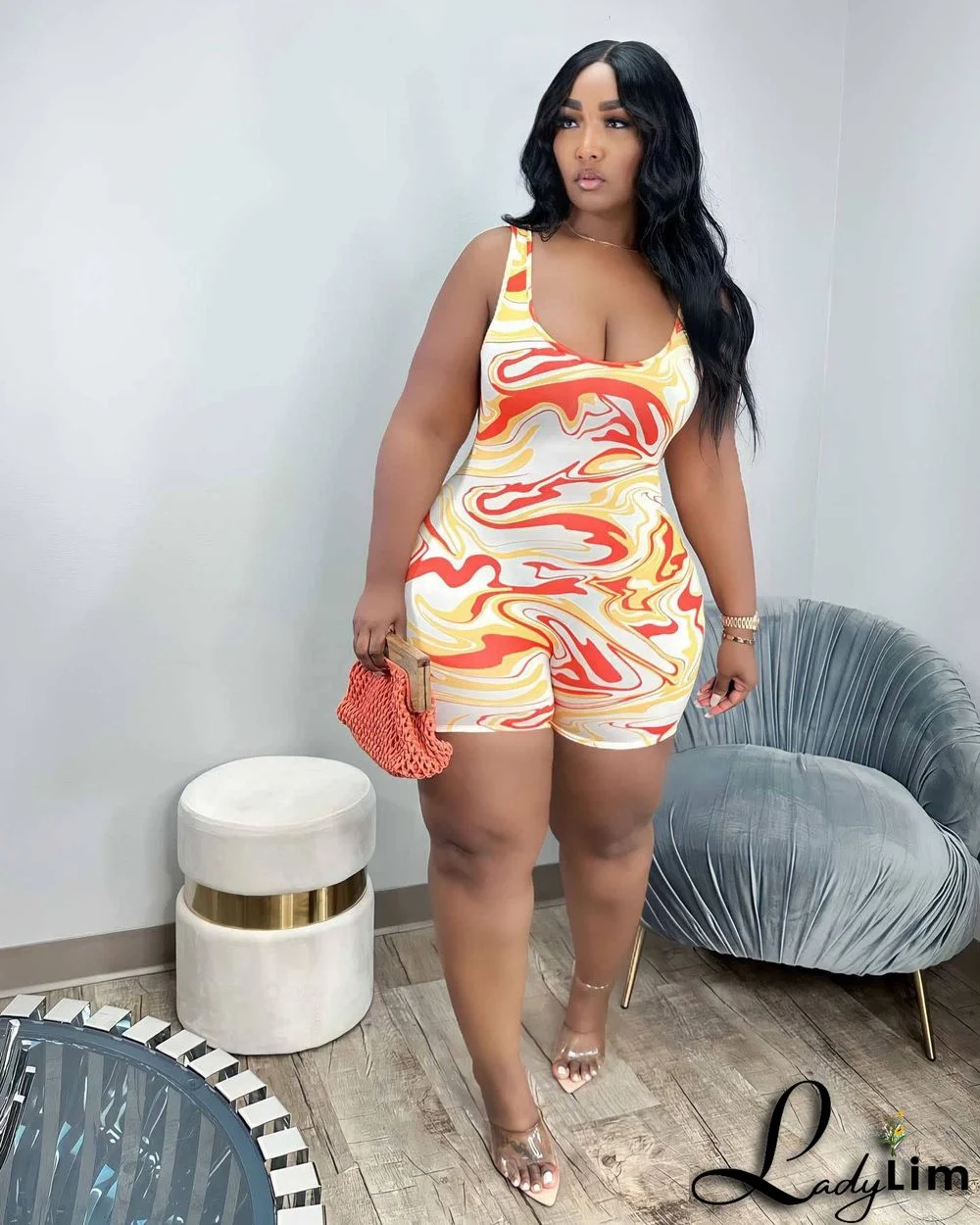 Plus Size Women Print Jumpsuit