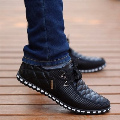 2021 Men PU Leather Shoes Men's Casual Shoes Breathable Light Weight White Sneakers Driving Shoes Pointed Toe Business Men Shoes