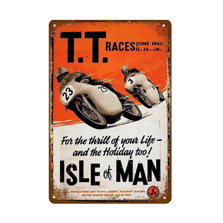 TT Isle of Man Motorcylces - Enseigne Vintage Métallique/enseignes en bois - 20*30cm/30*40cm