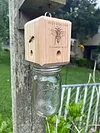 Carpenter Bee Trap Nature Hanging Wood Trap with Glass Jar for Garden Yard Patio