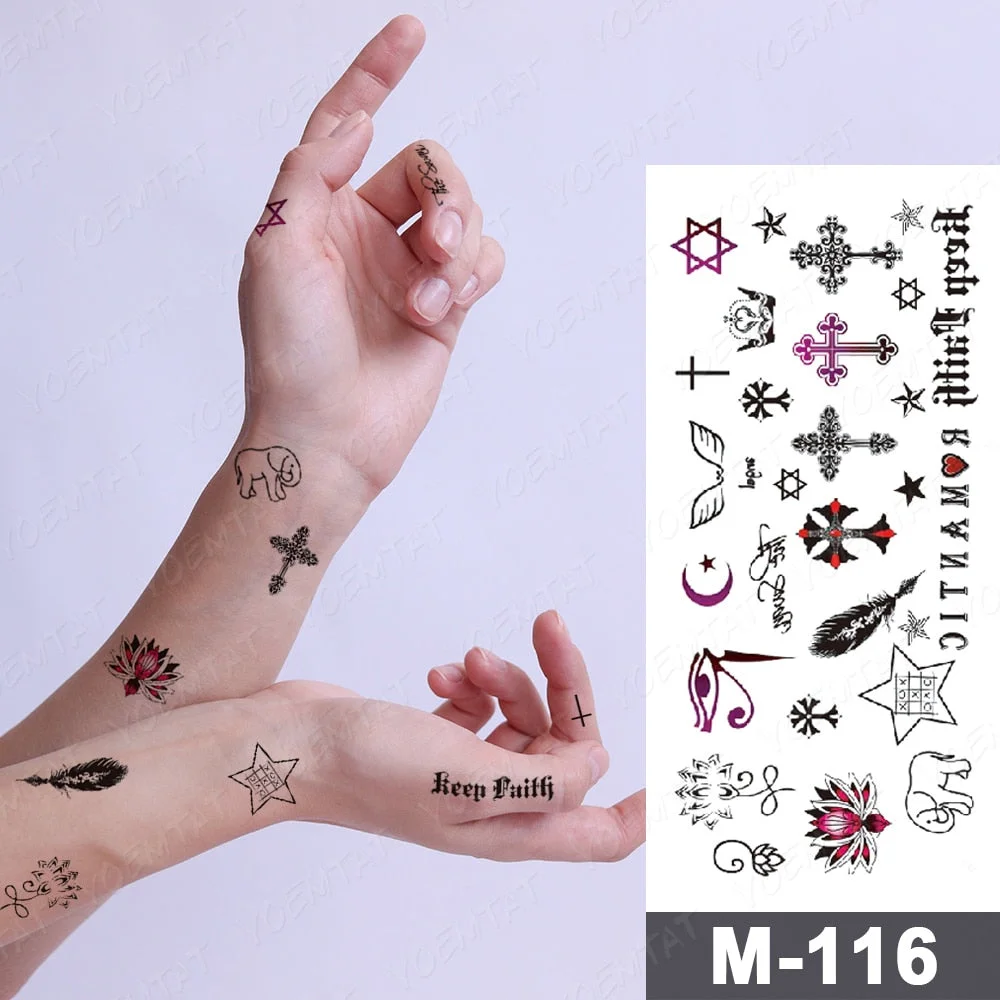 Handwriting Font Waterproof Temporary Tattoo Sticker Text Word Chicano Lettering Body Art Arm Wrist Fake Tatoo For Women Men
