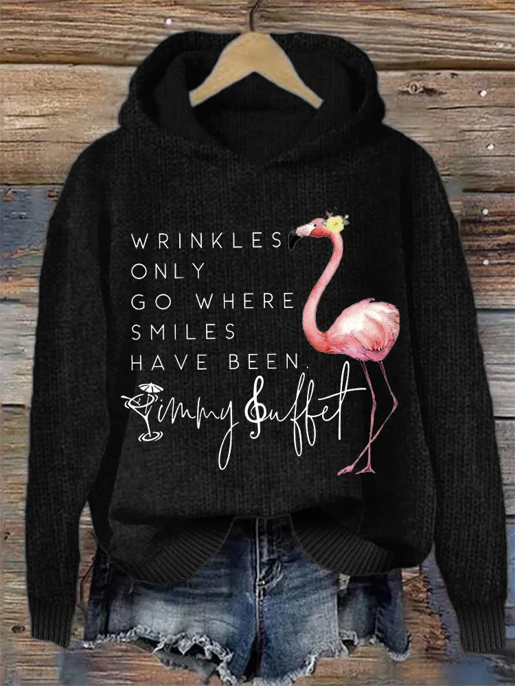 Wrinkles Only Go Where Smiles Have Been Cozy Knit Hoodie