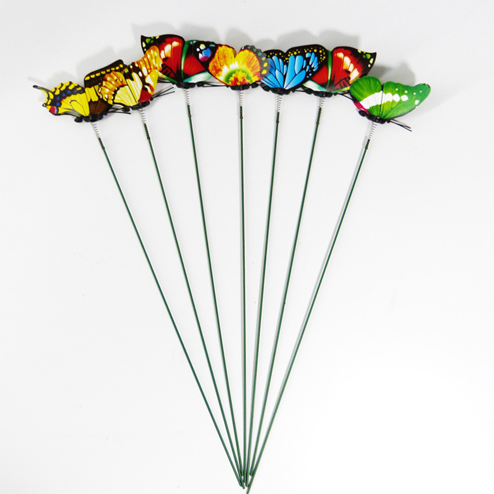 Tegooe 50PCS Colorful Simulation Butterfly Stakes - Outdoor Garden Plant Decoration