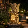 Solar Angel Garden Decor Resin Statue Outdoor Light 600mAh Battery