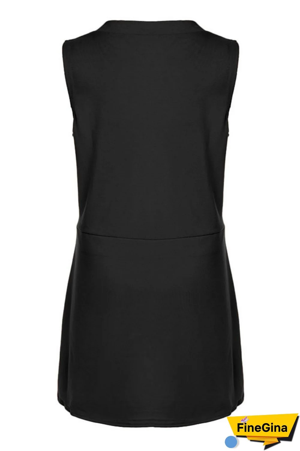 Black Casual Print Basic V Neck Sleeveless Dress Dresses