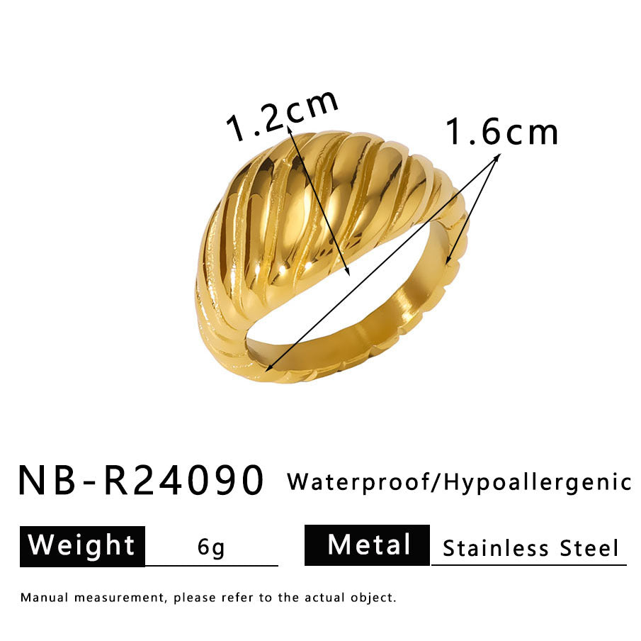 2025 Popular Hand Jewelry Geometric Stainless Steel Texture Line Knot Ring Female Ring