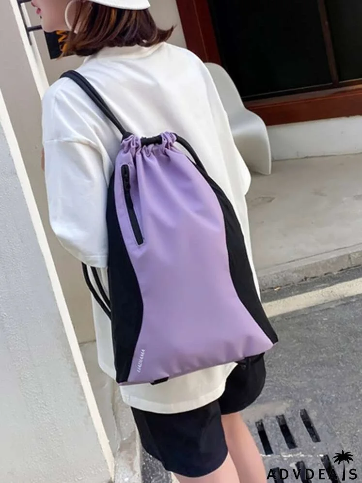 Color Block Drawstring Backpack