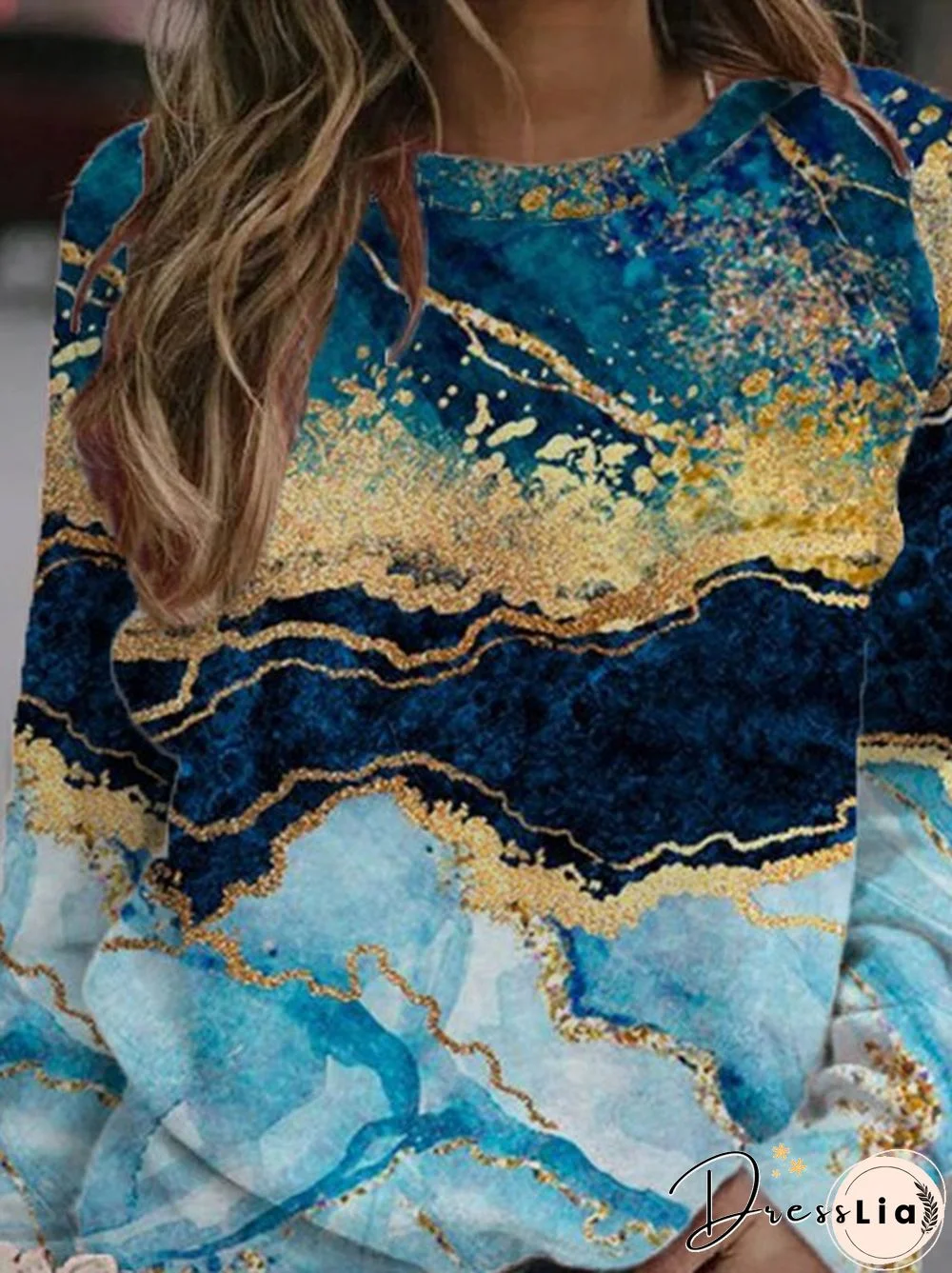 Crew Neck Long Sleeve Printed Casual Sweatshirts