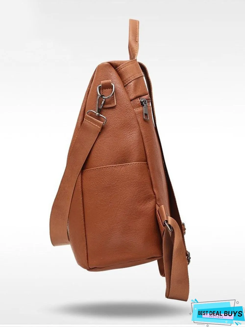 Vintage Soft Leather Zip Backpack Shoulder Bag Organizer