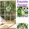 Diamond Painting Acrylic Four-Leaf Clover Cat Window Hanging Pendant for Home Decor