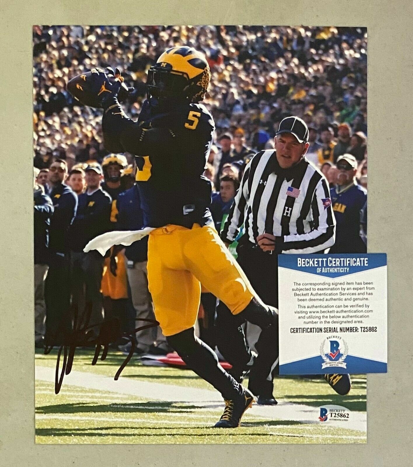 Jabrill Peppers signed University of Michigan 8x10 Photo Poster painting BAS