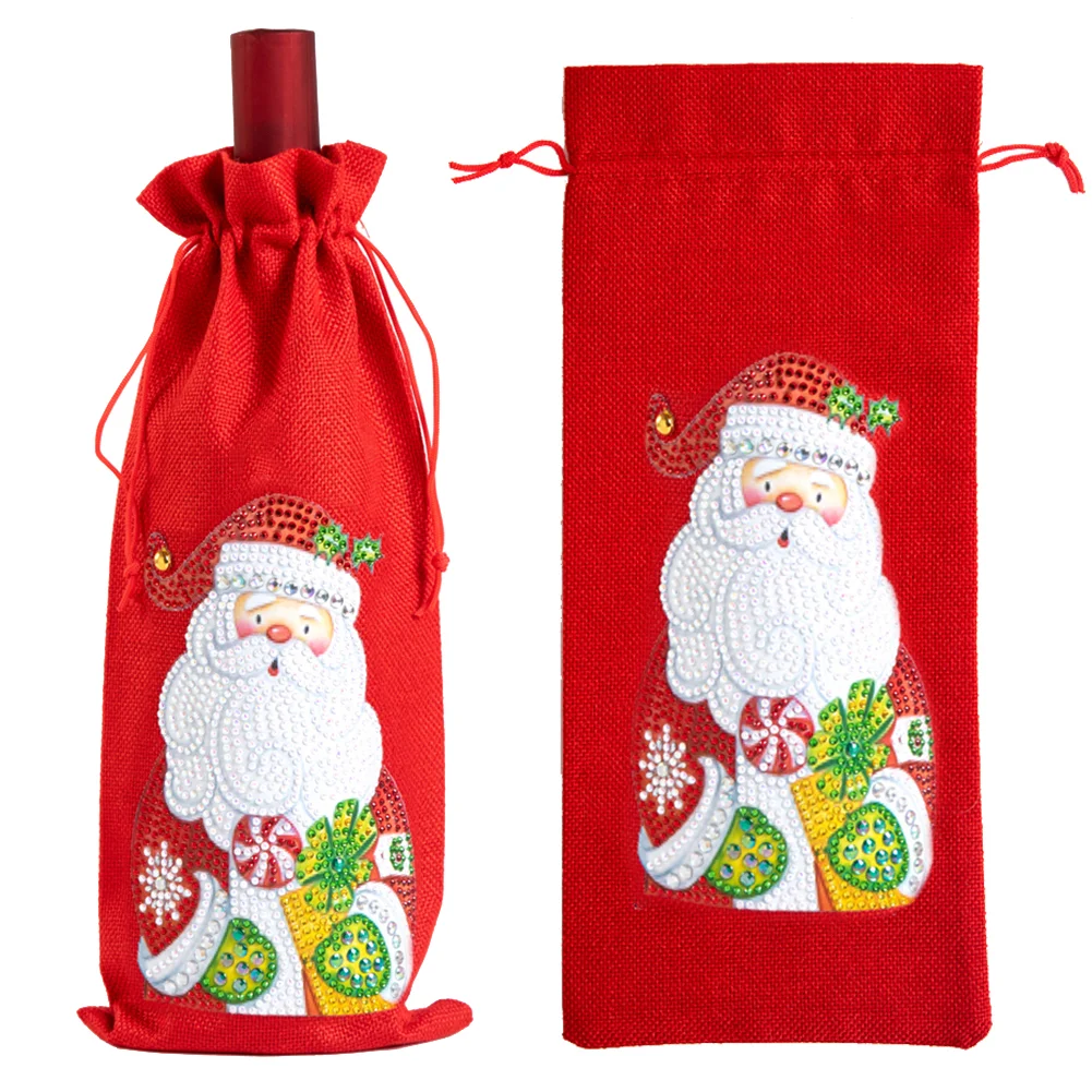 Christmas Special Shape Diamond Painting Wine Bottle Cover Set for Table Decor