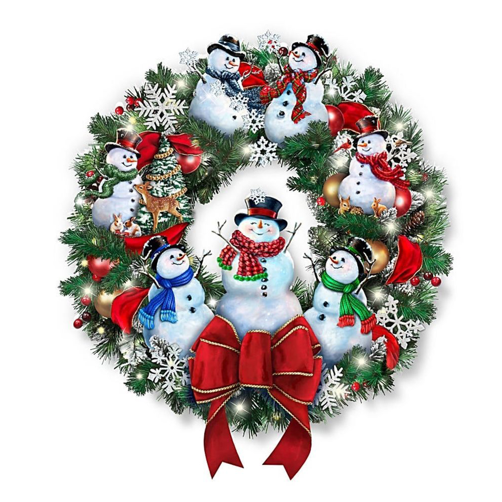 

Snowman Bow Wreath - Round Drill Diamond Painting - 50*50CM, 501 Original