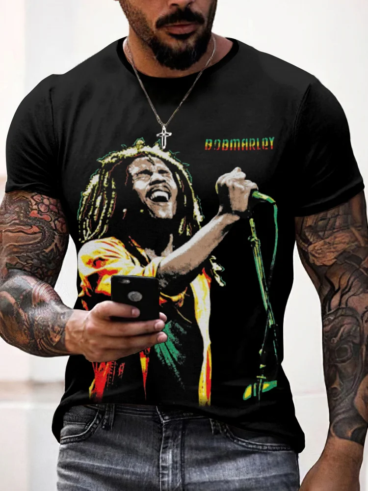 VChics Bob Marley Art Print Vintage Short Sleeve T-Shirt