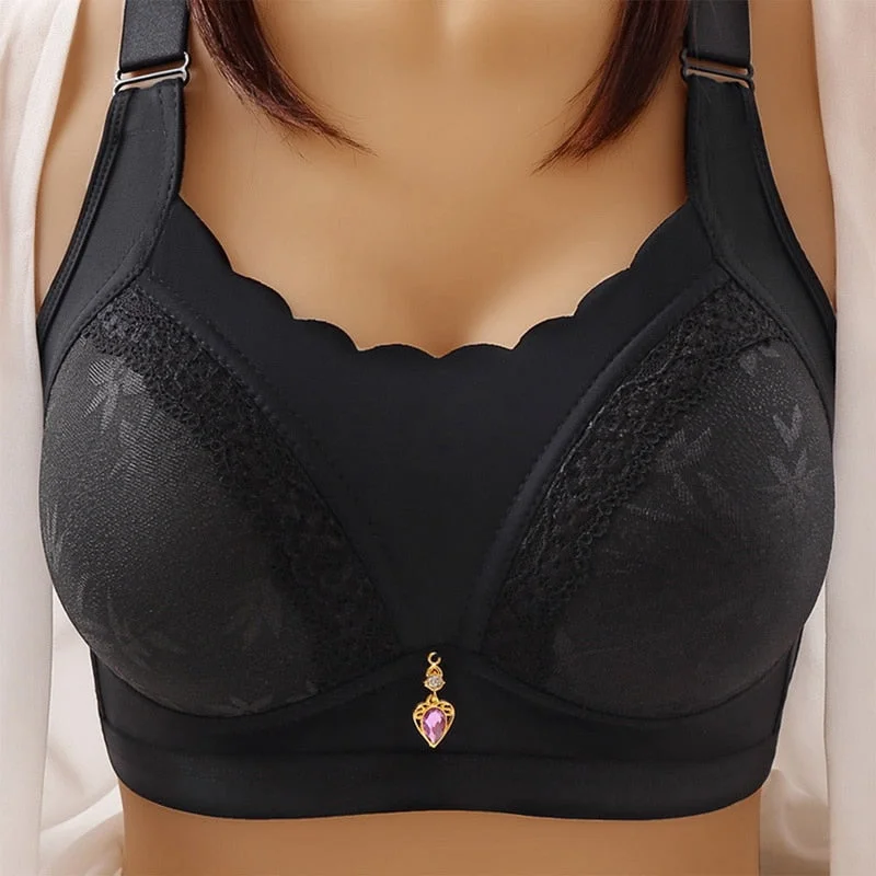 Women's Fashion No Steel Ring Large Size Underwear Thin Bra Comfortable Solid Color Gathered High Quality Bra