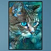Chat Bleu - Compl&egrave;te Rond Peinture au Diamant  30*40cm