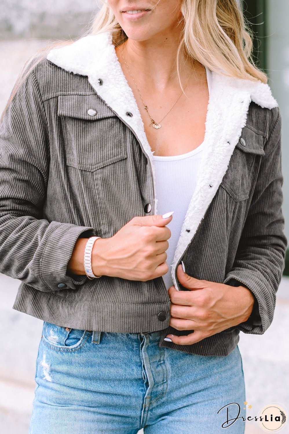 Corduroy Sherpa Snap Jacket