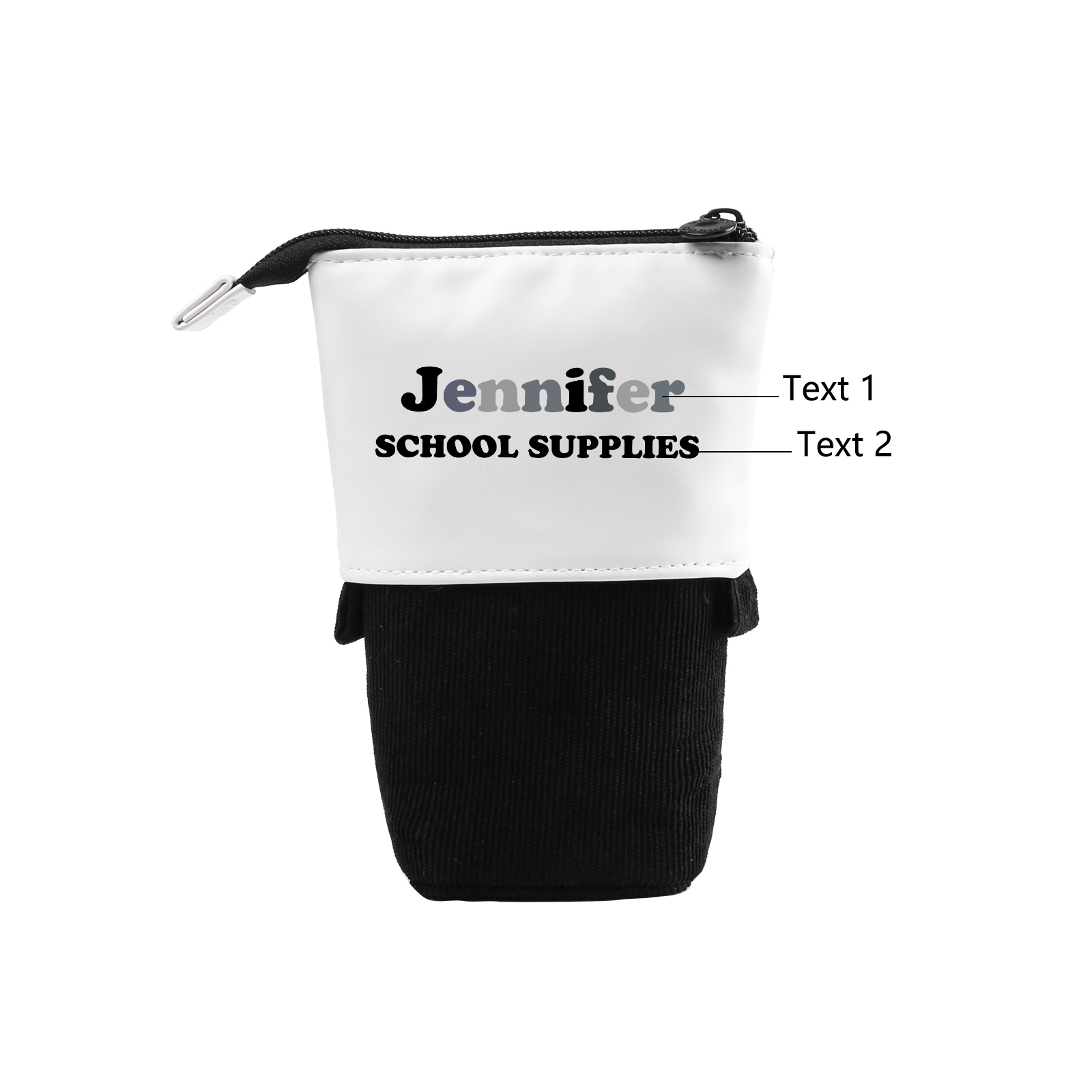 Astuccio per matite personalizzato con 2 testi per scuola elementare bambini