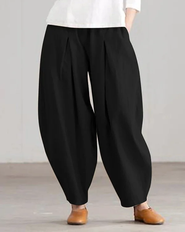 Casual Linen Wide Leg Elastic Waist Pants