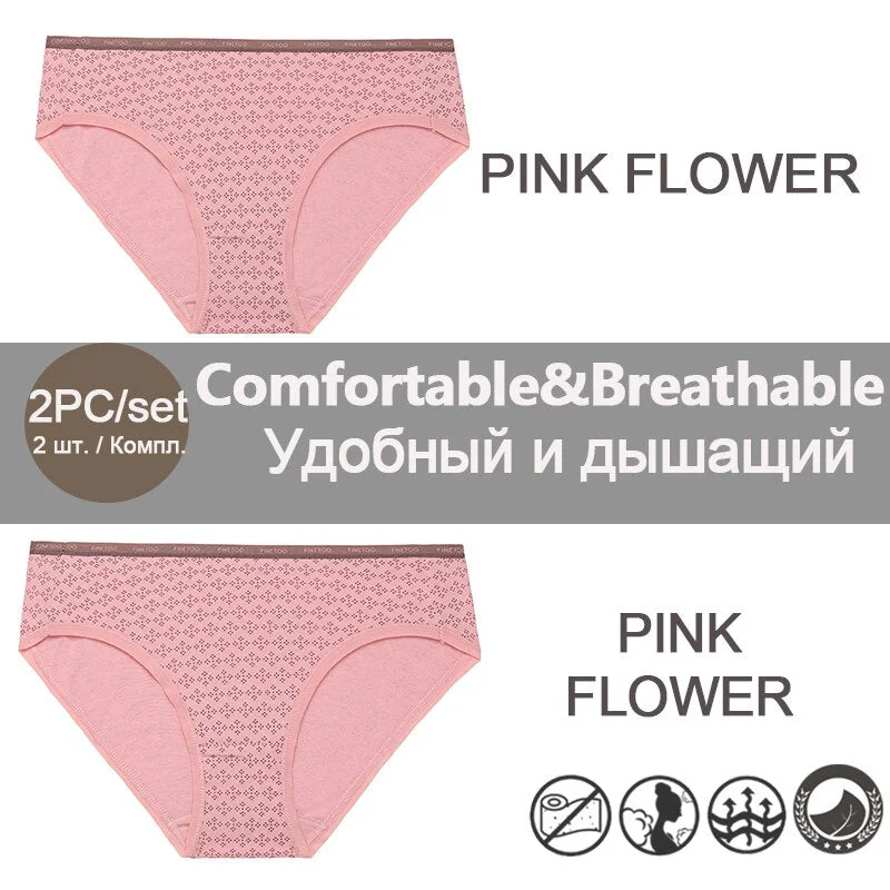 FINETOO 1/2PCS Women's Cotton Panties Sexy Lingerie Fashion Letter Waist Female Cute Pantys M-XXL Ladies Floral Printed Briefs